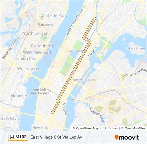 The M31 runs between 11th Avenue and 54th Street in Hell's Kitchen to 1st Avenue and 92nd Street in Yorkville. . M102 bus route
